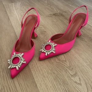 Hot Pink Sling Back Heels with Rhinestones